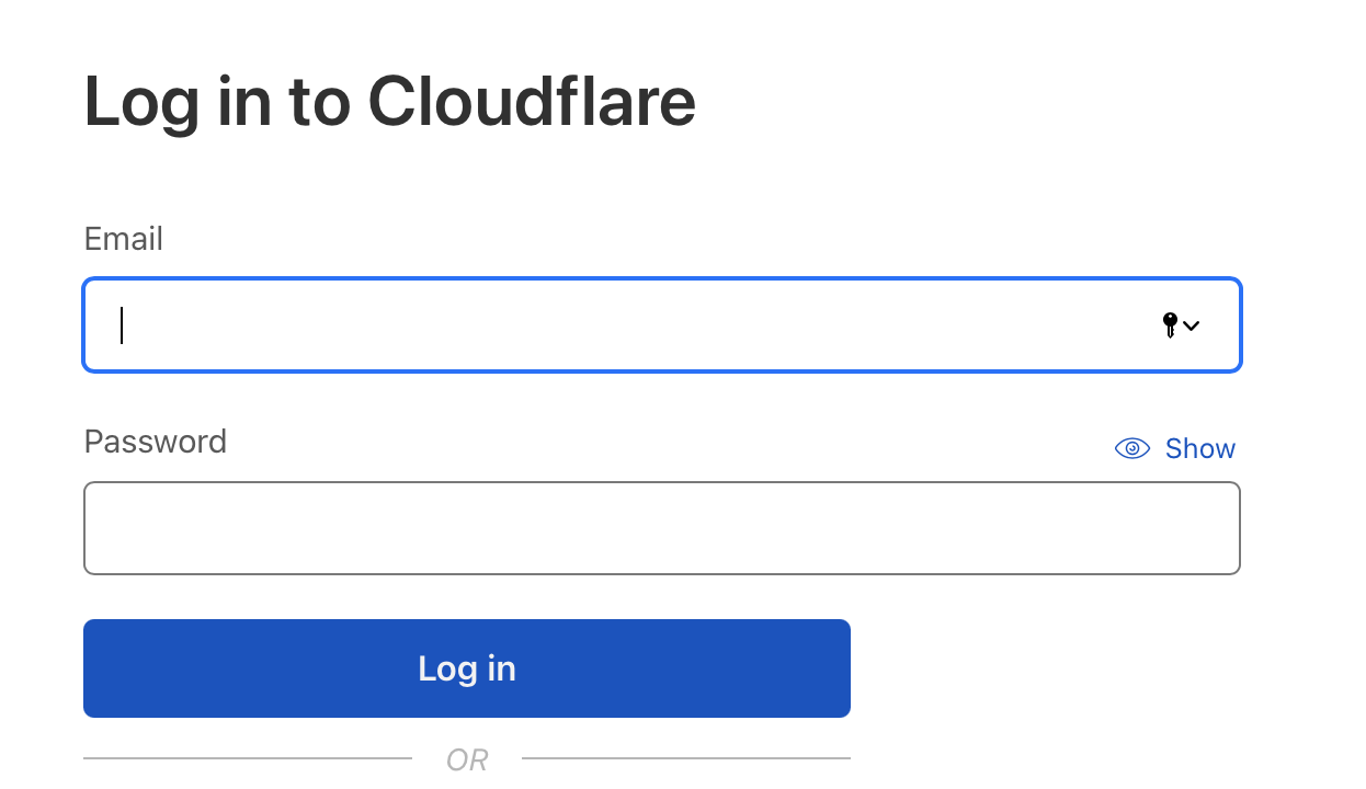 Login into Cloudflare