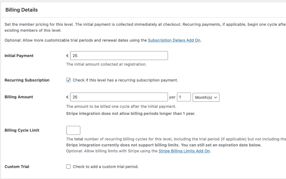 Billing cycle details