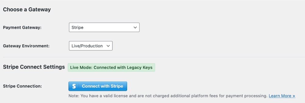 Payment gateway configuration